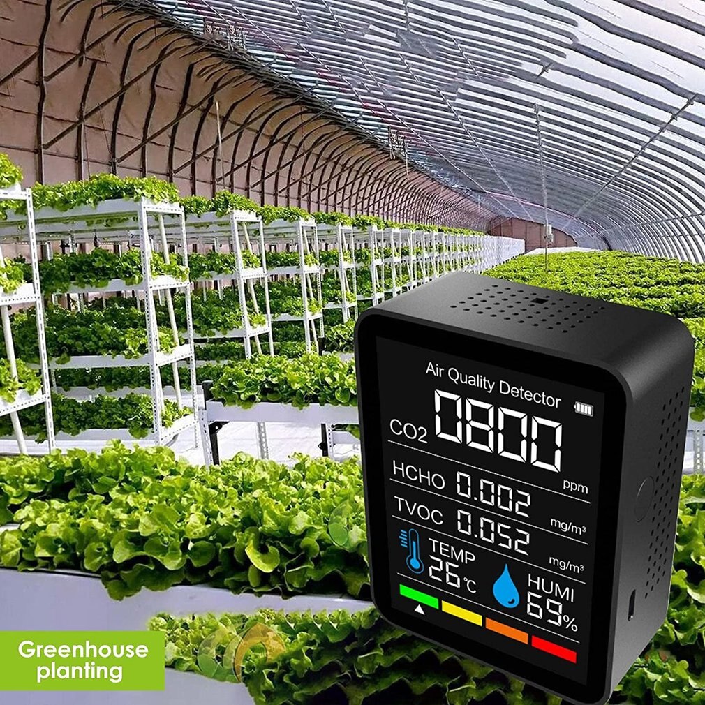 Con misuratore di CO2 5 in1 compatibile Bluetooth Tester digitale del sensore di umidità della temperatura Monitor della qualità dell&#39;aria anidride carbonica TVOC caldo
