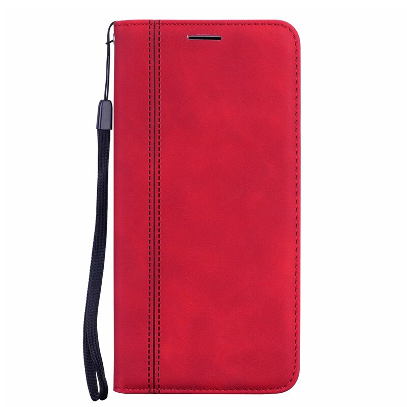 For Huawei nova 5T Case For On nova 5T 5 T Coque Matte Glossy Kickstand Wallet Case For Huawei nova5T Book Flip Cover Case: XNw Red Strap