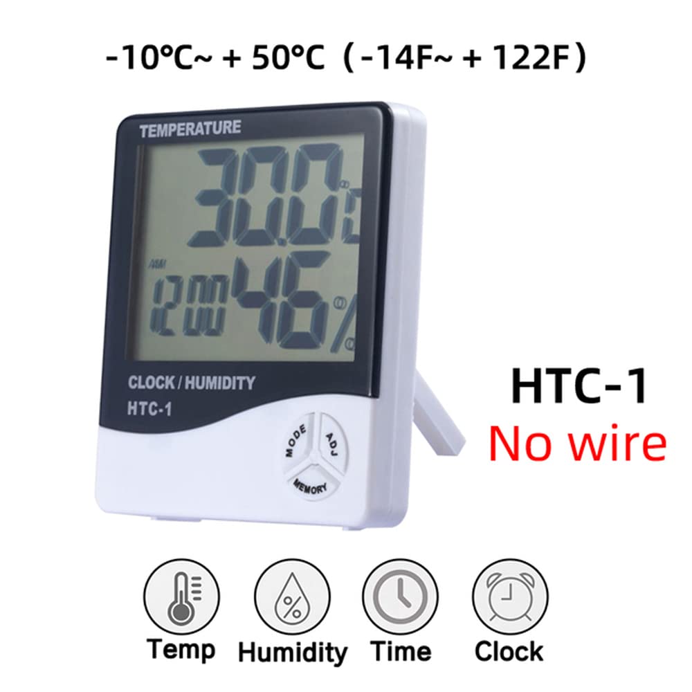 HTC-2 HTC-1 LCD electrónico Digital temperatura humedad medidor hogar termómetro higrómetro interior exterior estación meteorológica reloj
