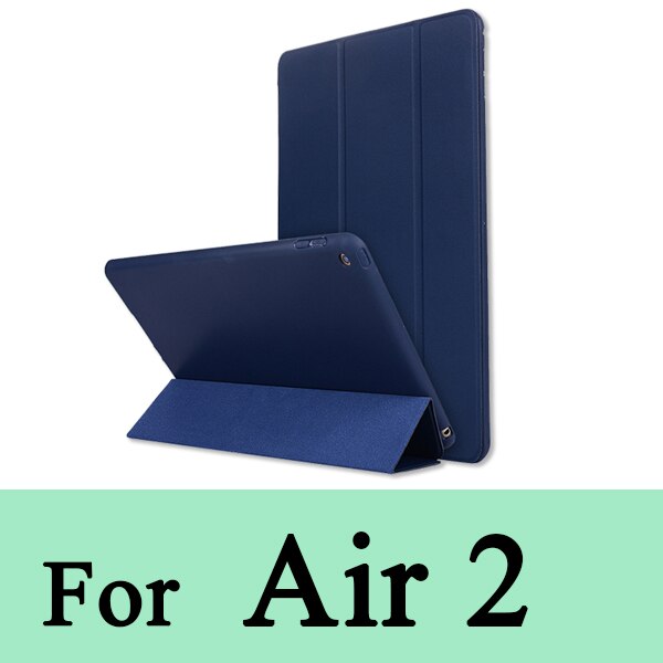 Rovtop Case Cover For iPad 9.7 Air 2 Air 1 Pro 10.5 Case Silicone Soft Leather Smart Case Cover for Generation Funda: Dark Blue for Air2