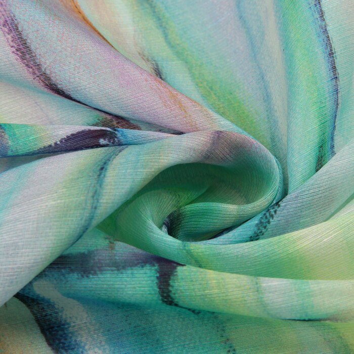 140cm wide13.5mm green bamboo print silk linen fabric for summer shirt dress a little transparent and hard fabric