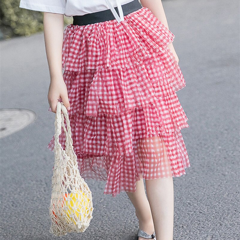 teenager skirts red plaid 12 years old casual clothes kids girls costume