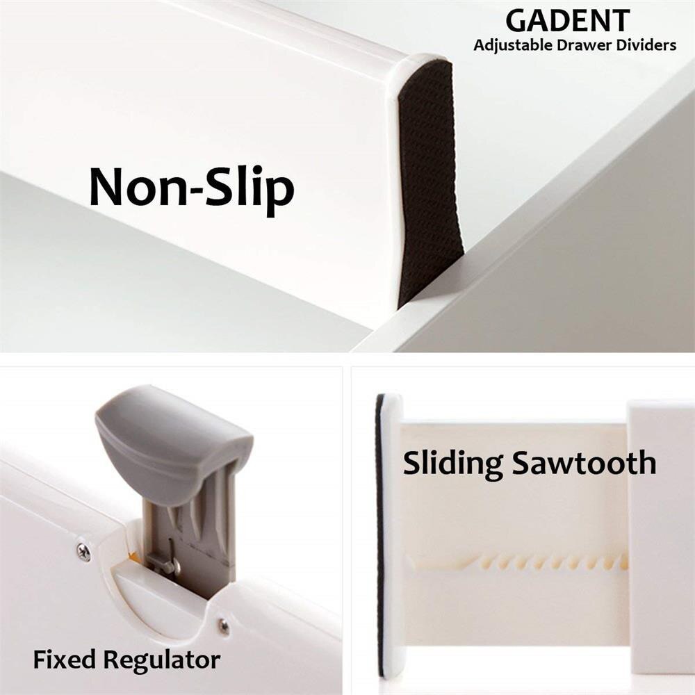 14,7/21 inch Drawer Dividers White Spring Loaded Expandable Kitchen Bedroom Organizer