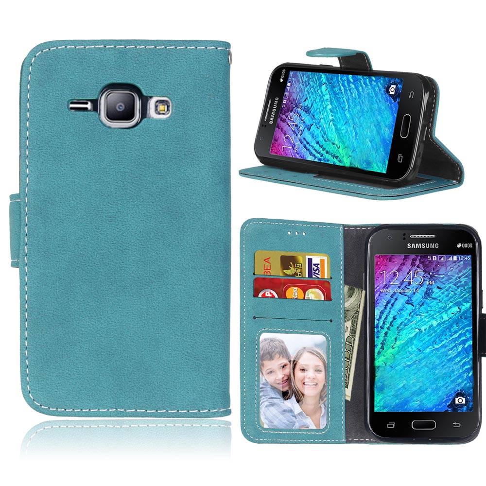 Voor Samsung Galaxy J1 J1 J100 J100F J100H Leather Wallet Flip Cases Siliconen Telefoon Cover Voor Samsung J1 SM-J100FN coque: Blue