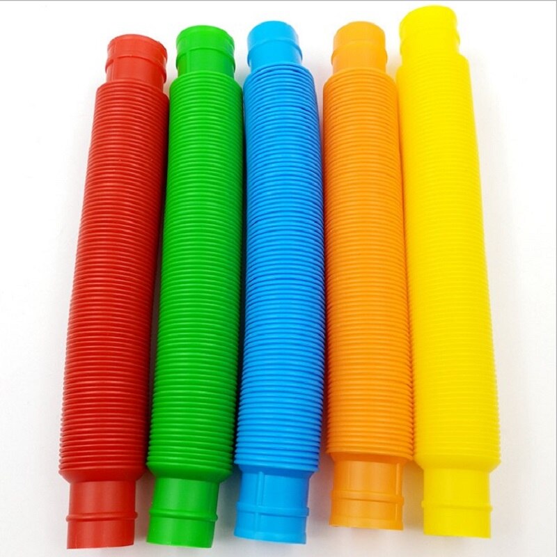 6 STKS Flexibele Plastic Populaire Kleur Creatieve Telescopische Pijp Gegolfd Decompressie Vent Kinderspeelgoed Verjaardagsfeestje Cadeau
