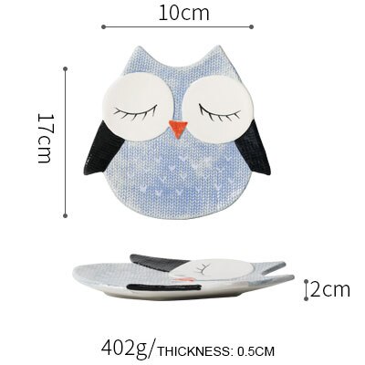 children dinner plates cute zoo cartoon eco-friendly handpainted 6 inch ceramic porcelain plate and dish owl fox cat child: C owl
