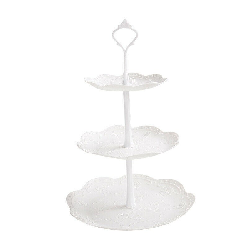 3-Tier Afneembare Cake Stand Gebak Cupcake Fruitschaal Serveren Dessert Houder Voor Party Bruiloft Keuken Cake Houder Thuis decor: Round