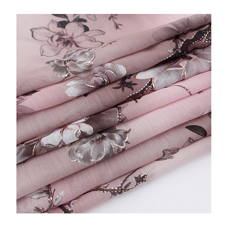 Fashionable plum pattern printed chiffon fabric, soft high-end chiffon tulle dress shirt fabric,