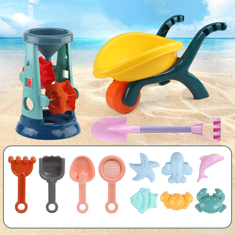 Strand Speelgoed Zandbak Siliconen Emmer En Zand Speelgoed Zandbak Outdoor Zomer Speelgoed Water Spel Winkelwagen Scoop Kind Schop Voor kids: 13pcs4