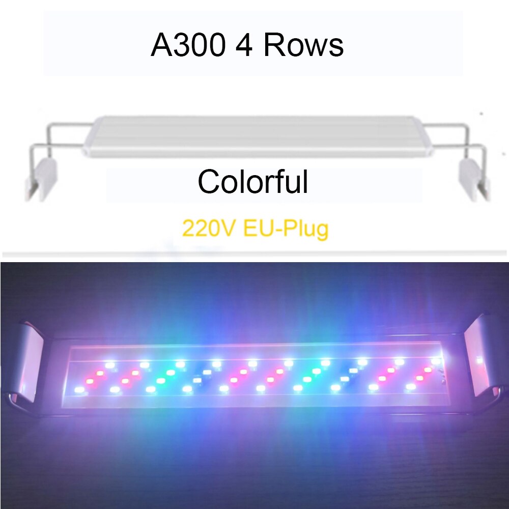 Super Slim LEDs Aquarium Lighting Aquatic Plant Light 20-70CM Extensible Waterproof Clip on Lamp For Fish Tank: A300-C EU-Plug