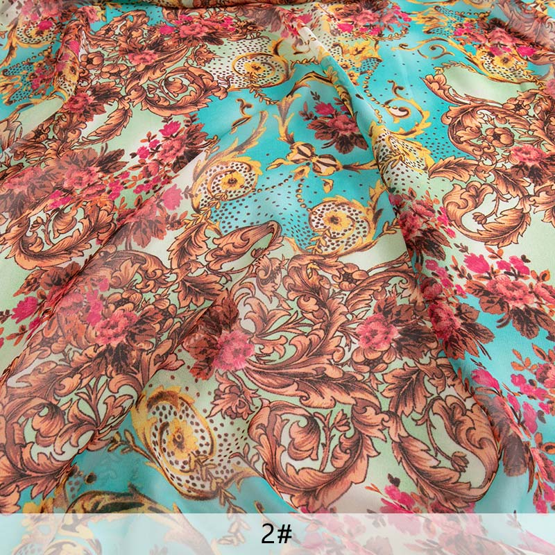 Verano barato fina Floral tela raso estampado vestido Material de costura ligeramente transparente 45*150cm JA81: 2