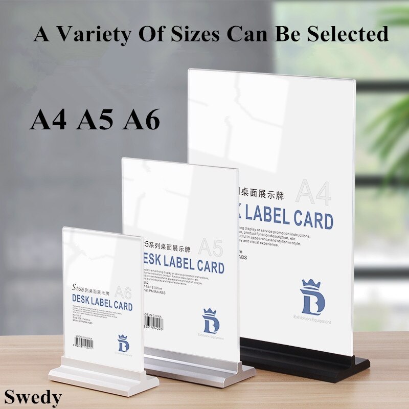A5 148X210MM Double-Sided Desktop Acrylic Sign Holder Plastic Display Stand Restaurant Table Menu Card Flyer Holder Poster Frame