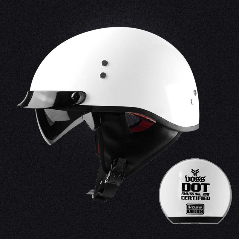 Verkoop Motorhelm vintage Half Gezicht Helm Retro Duitse Chopper Cruiser gloss Black helmen cascos para Voor DOT: white / L