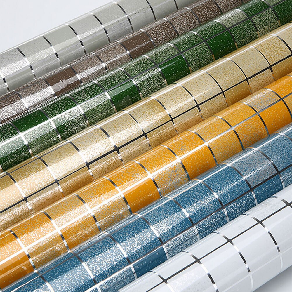 Bathroom Self-adhesive Wall Stickers Kitchen Waterproof Mosaic Tile Sticker Decoration PVC Contact Paper Wallpaper For Cupboard