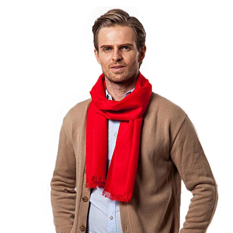 Mode Winter Effen Kleur Mannen Rode Sjaal Luxe Stijl Wol Zachte Kasjmier Sjaals Cachecol Masculino Inverno Shawl