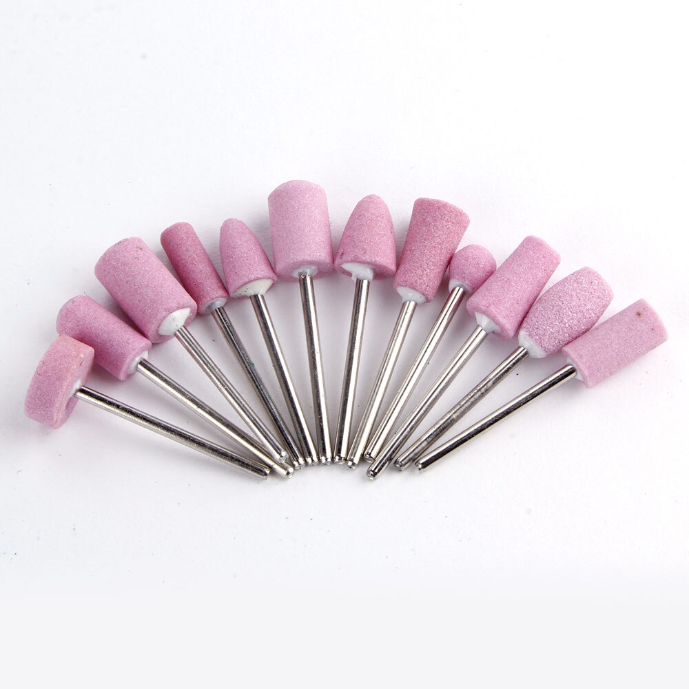 Juego de brocas para manicura, Set de 12 unidades de cabezales de pulido de uñas, limas para manicura y pedicura, en color rosa
