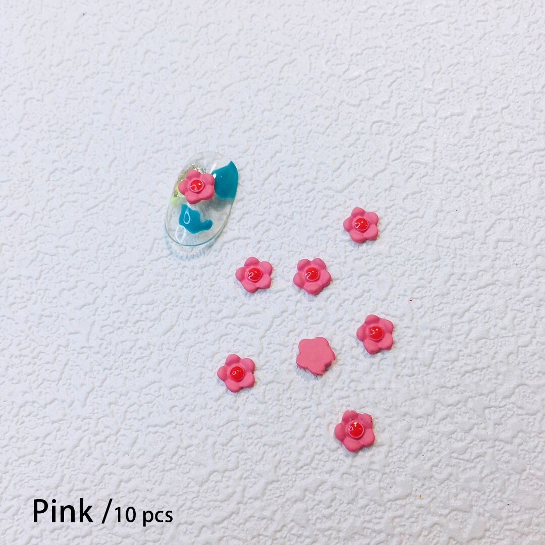 10Pcs Nail Bloem 3D Kawaii Nail Charms Kleurrijke Zonnebloem Diy Nail Art Plaksteen Onderdelen Decoraties Leuke Accessoires Manicure: Pink