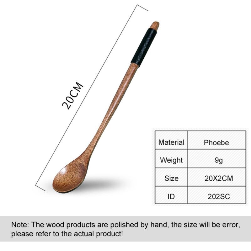 Wooden Lotus Long Handle Spoon Coffee Spoon Stirring Spoon Wooden Spoon: Ivory