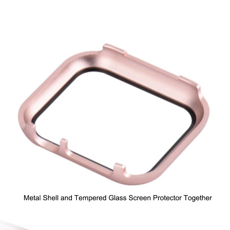 Alpq hoesje voor apple watch 38mm 40mm 42mm 44mm metalen behuizing gehard glas volledige beschermfolie voor apple watch 4 3 2 1 hoesje