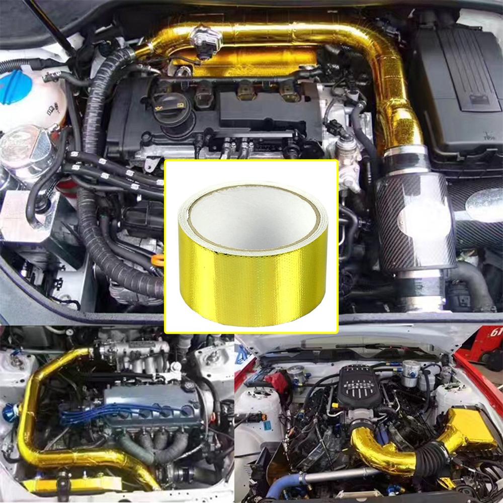 Universial Golden Aluminiumfolie Tape 5 Meter Warmte-isolatie Aluminiumfolie Voor Auto Motor Inlaattraject Turbine