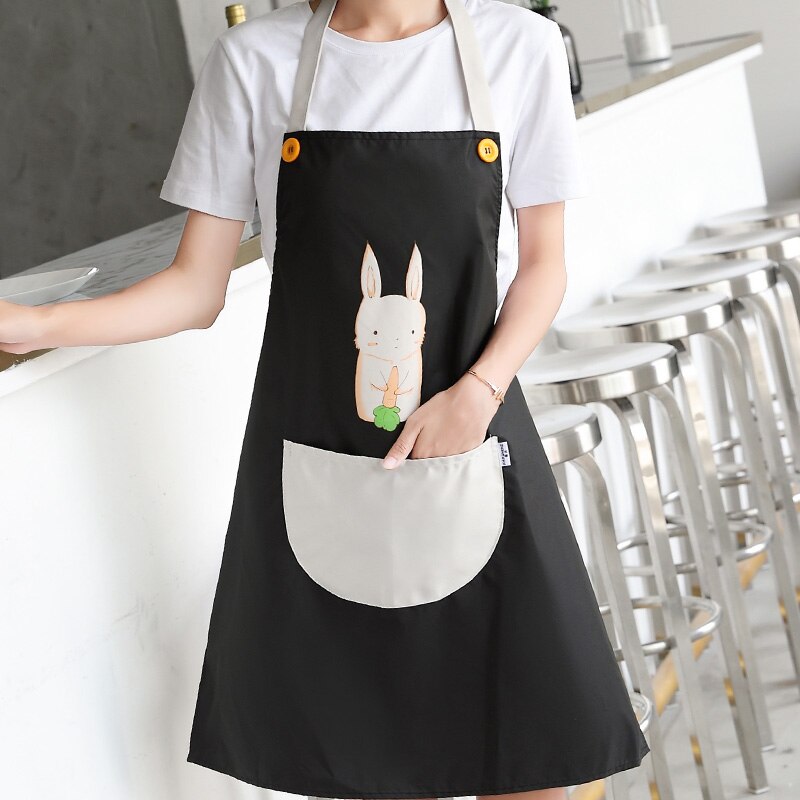 PE Waterdichte Schort Voor Vrouwen/Mannen Keukenschort Voor Bakken Overgooier Met Zakken Chef Schort Cafe Thuis Servies konijn Bib: style3