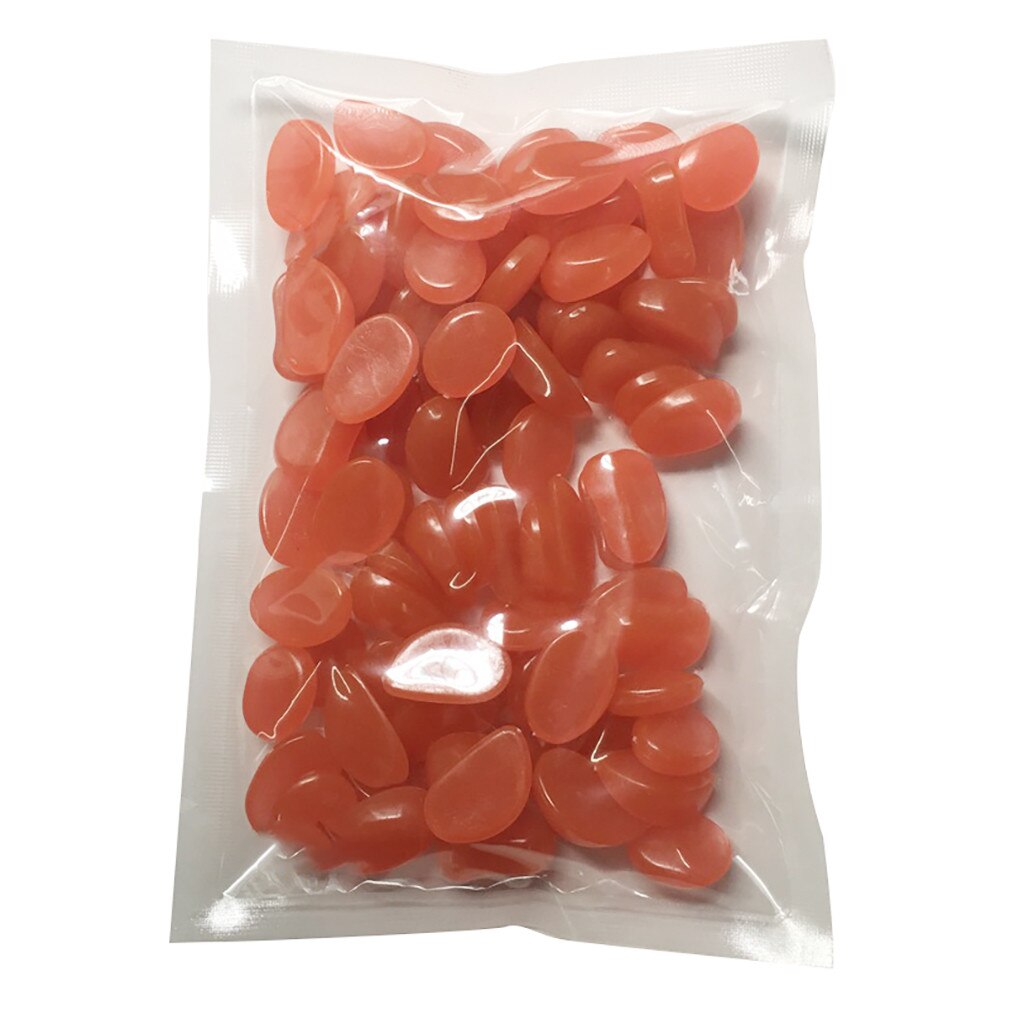 100 stuks glow in the dark tuinkiezels, lichtgevende stenen, stenen voor looppaden, tuinpaden, patio's, gazons, tuindecoratie, lichtgevende stenen: Oranje