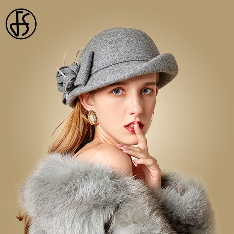 FS Chapeau Fedora en laine avec voile Femme | À la , Chapeau Floral, casquette élégante Femme, chapeaux d'église en feutre, Chapeau rouge noir Femme chapeaux d'église