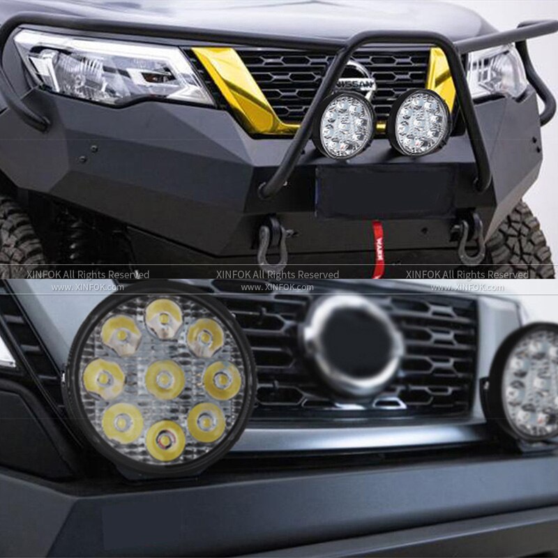 Faro LED de trabajo para coche, Luz antiniebla cuadrada, para Exterior, 12V, 24V, 48W, 27W, para barco, SUV, camión, 4 Uds.