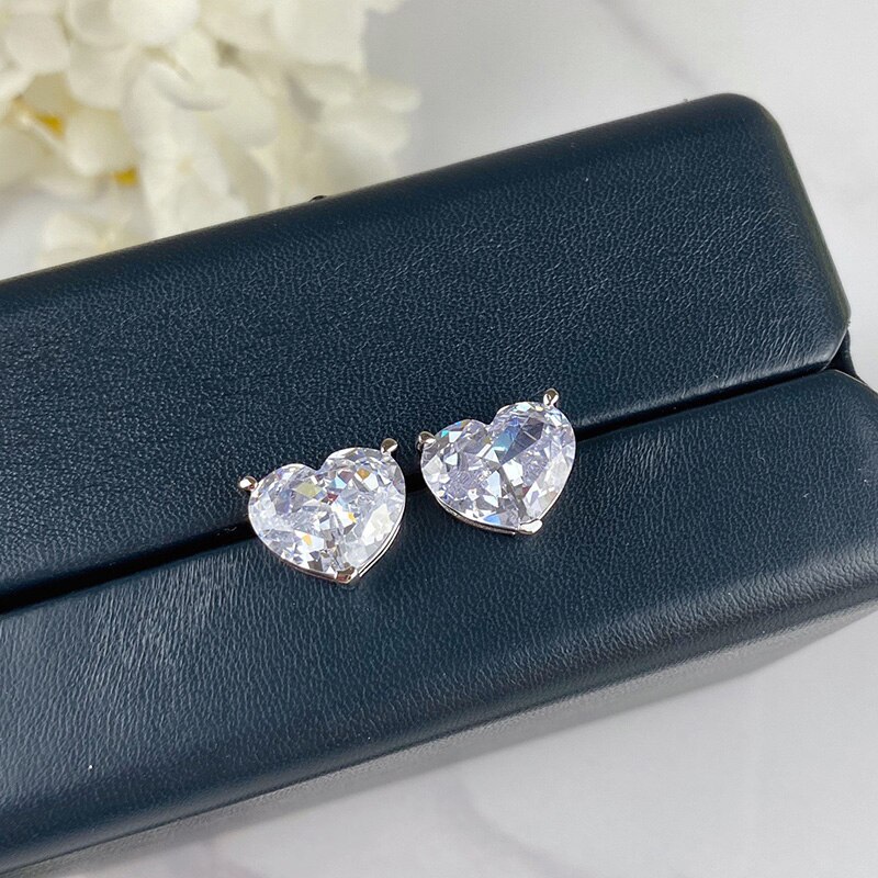 2020 Marca a caldo Puro 925 Gioielli in Argento sterlina impostato per Le Donne di Cuore Bianco Monili di Cerimonia Nuziale impostato Collana di Orecchini in Argento impostato: Earrings