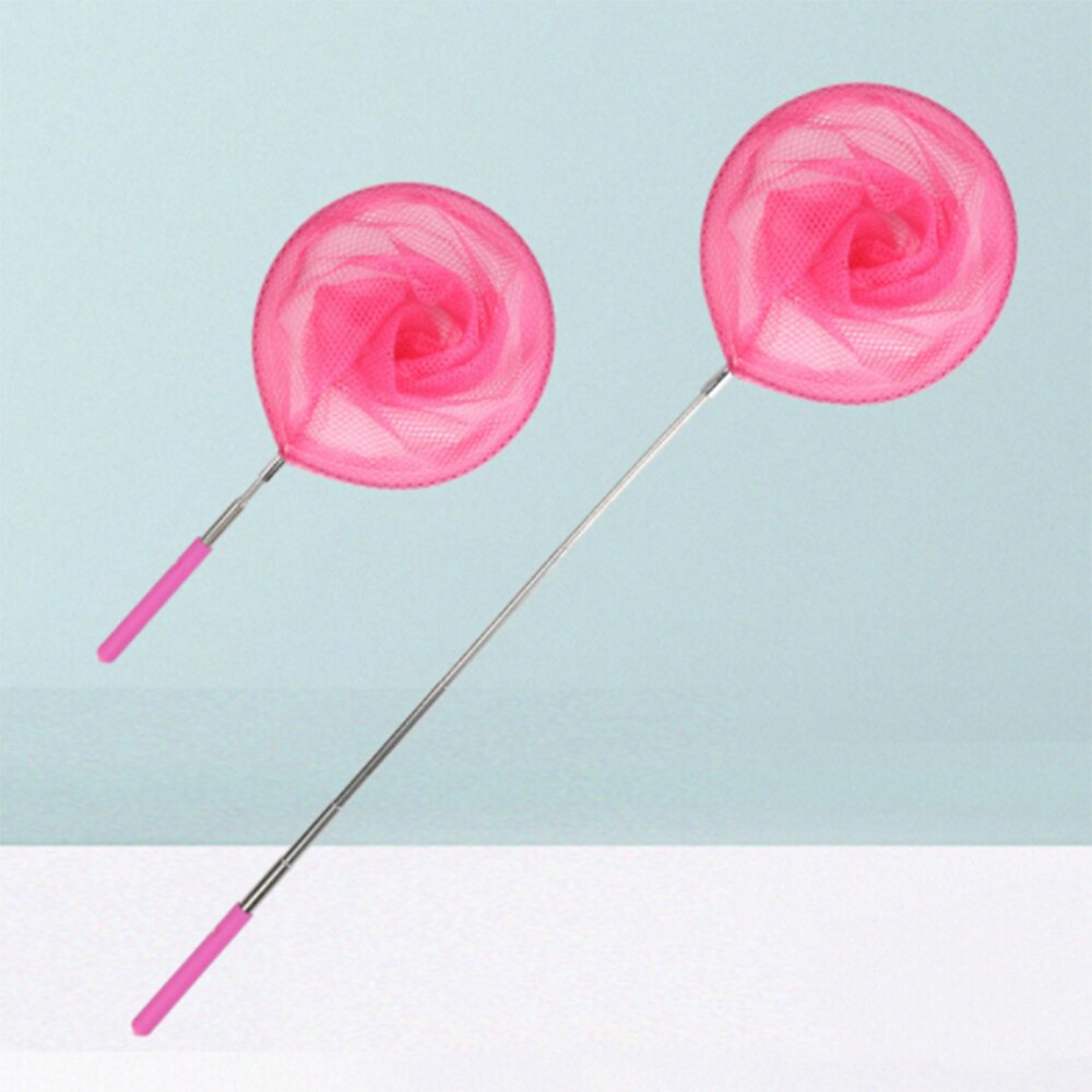 Retractable butterfly net set Insect catcher catching insects fish, caterpillars, ladybug nets, outdoor tools, non-slip handles: Pink