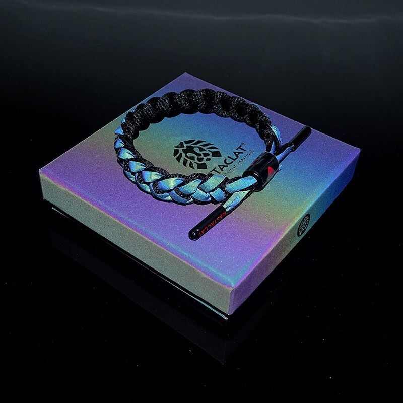 Olografica riflettente studente braccialetto dolce gli uomini e le donne coppie mano corda colorata catena di moda tessuto semplice regalo: nero (love)