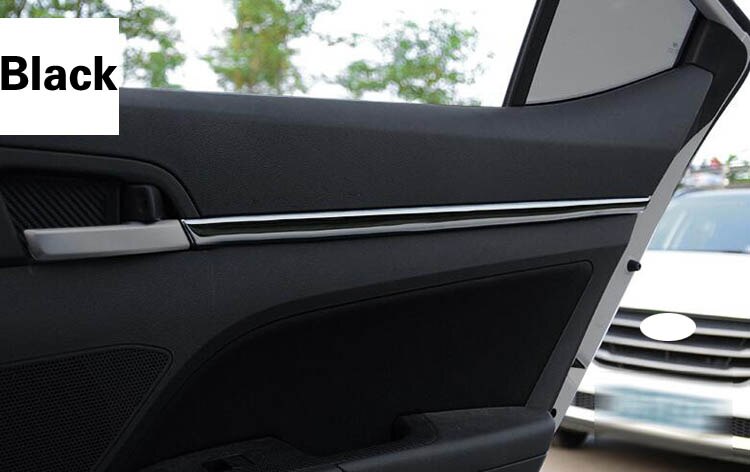 Tillbehör rostfritt stål innerdörr dekal dekorlist listlist 4 st/set för hyundai elantra: Svart