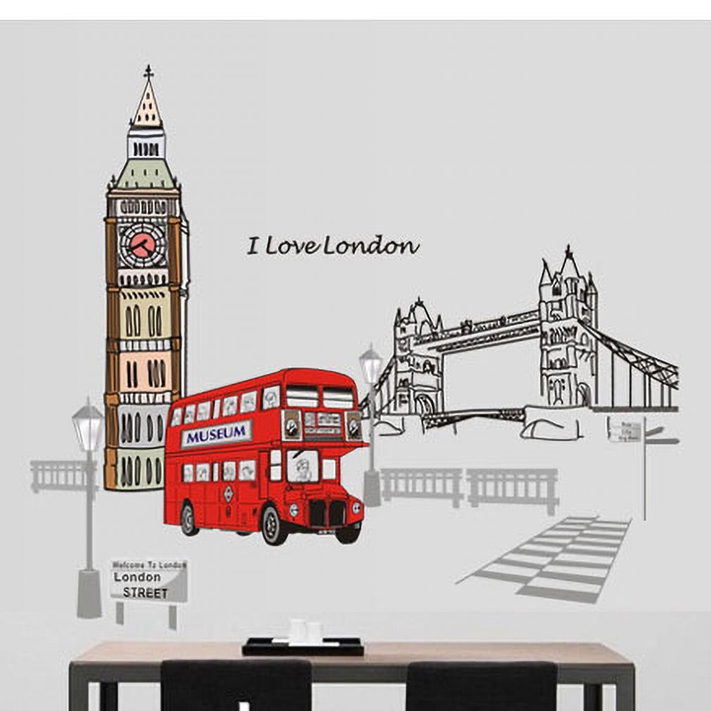Eco-friendly Vinyl London Bus Wall Stickers Decal Decor Exquisite Wall Stickers For Toilet Home Decoration