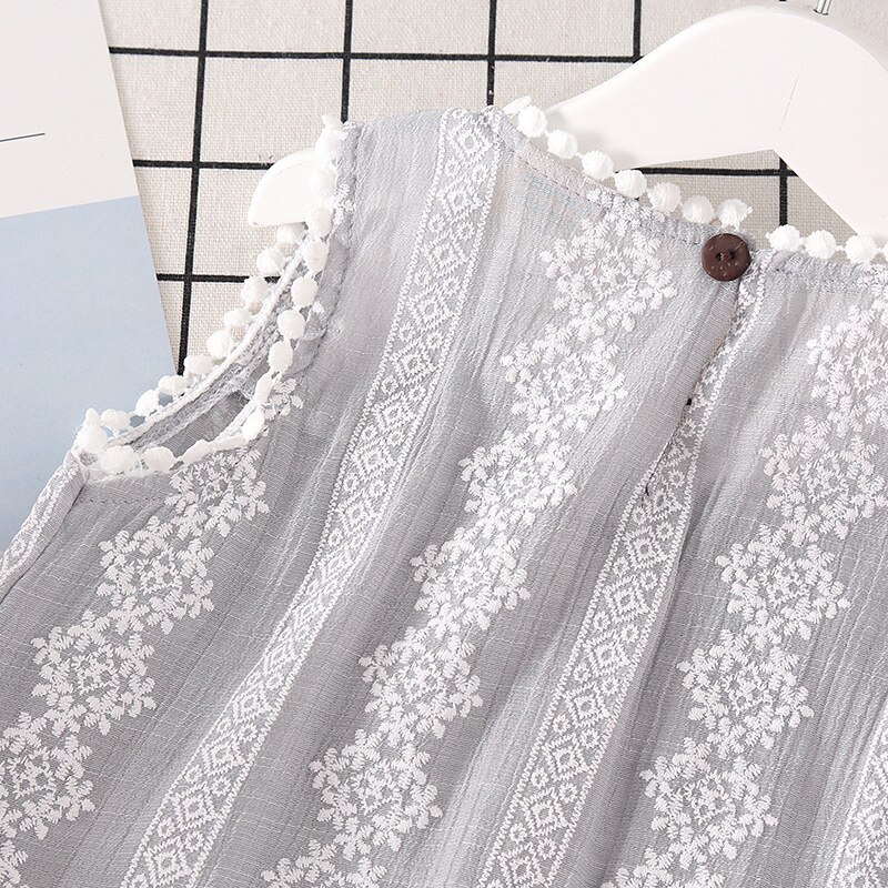Babymeisjes blouse zomer katoenen mouwloze tops kinderblouse bloemenprint casual kinderkleding 1-6t