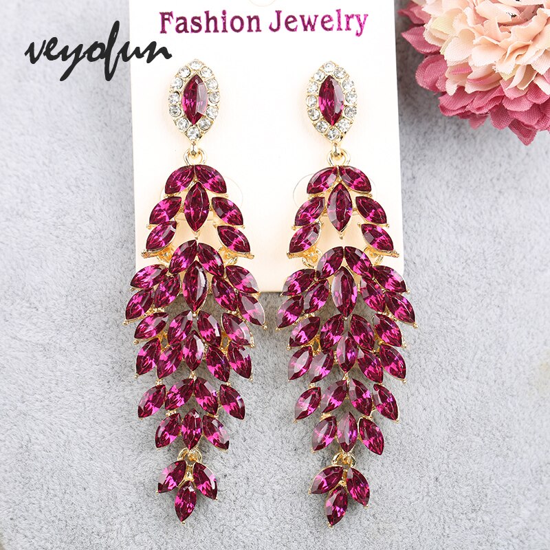 Veyofun Luxury Crystal Earrings Vintage Wedding Dangle Earrings Jewelry For Women