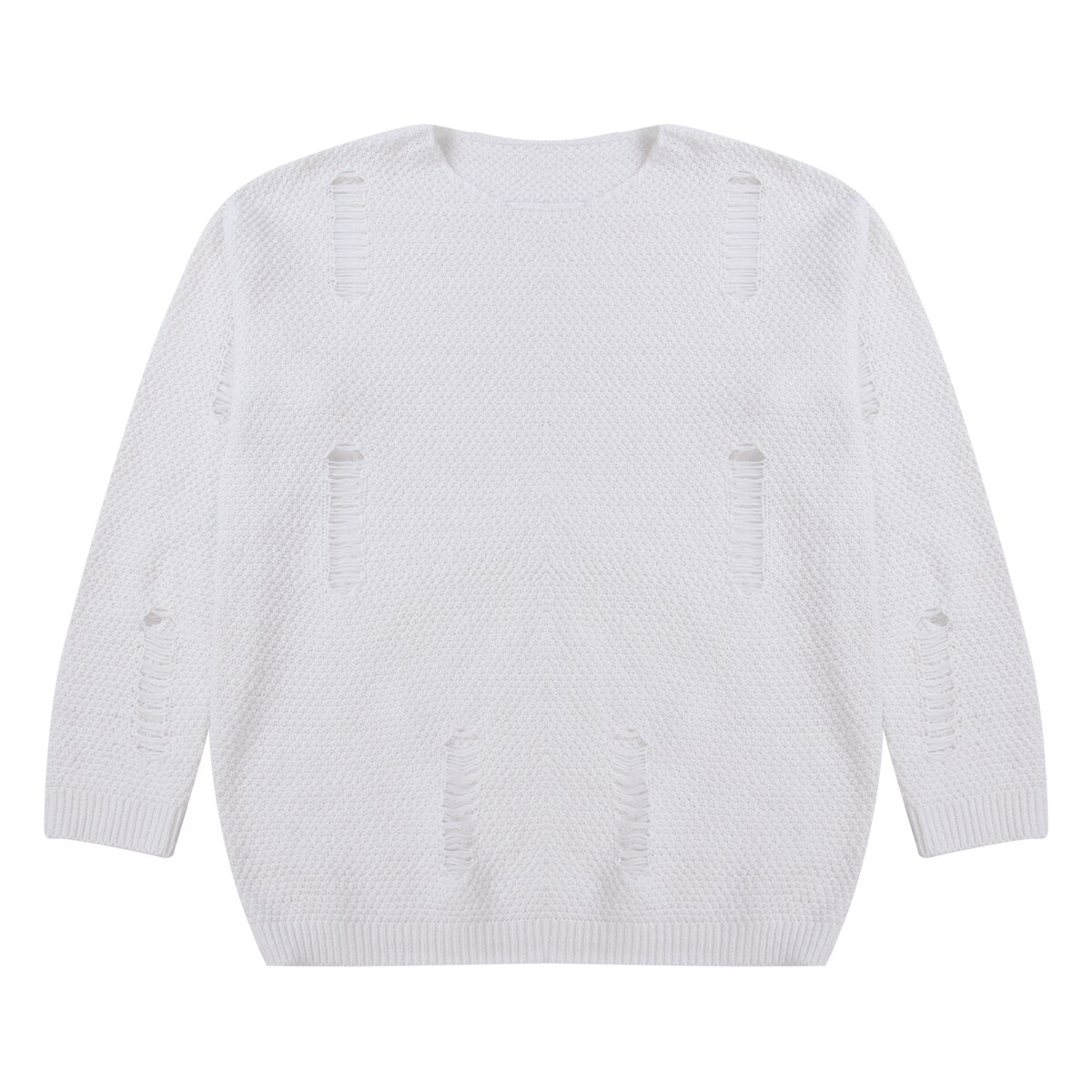 Mannen Plain Winter Warme Trui Solid Lange Mouwen Ripped Gebreide Trui Truien Tops