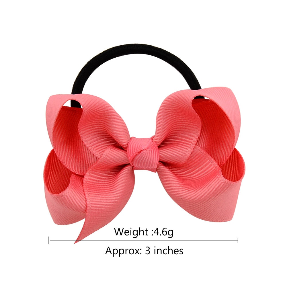 10 Stks/partij Baby Bloem Bows Elastische Haarband Effen Kleuren Meisjes Haar Kringen Zwart Haar Ringen Kinderen Hairbows Voor Paardenstaart