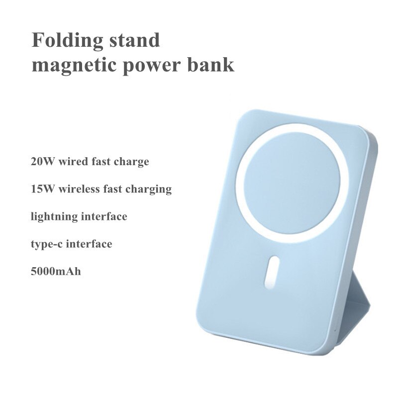 Folding Stand Power Bank 15W Wireless Fast Charging Magnetic Powerbank External Battery Fast Charger Auxiliary Battery poverbank