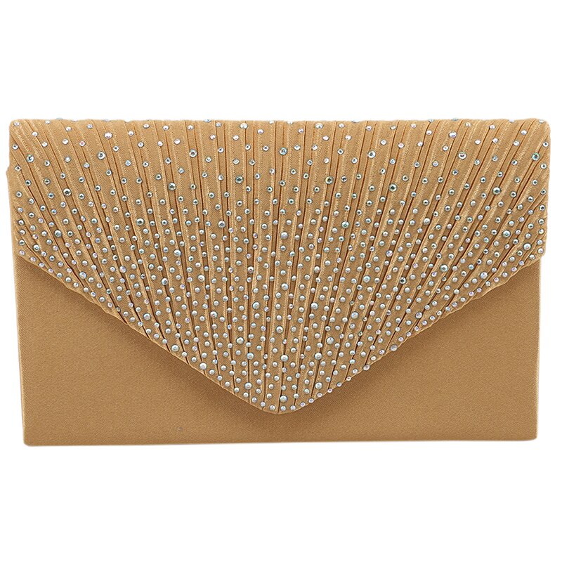Female Diamond Satin Handbag Ladies Envelope Shoulder Dinner Bag Clutch Party Bags Evening: gold