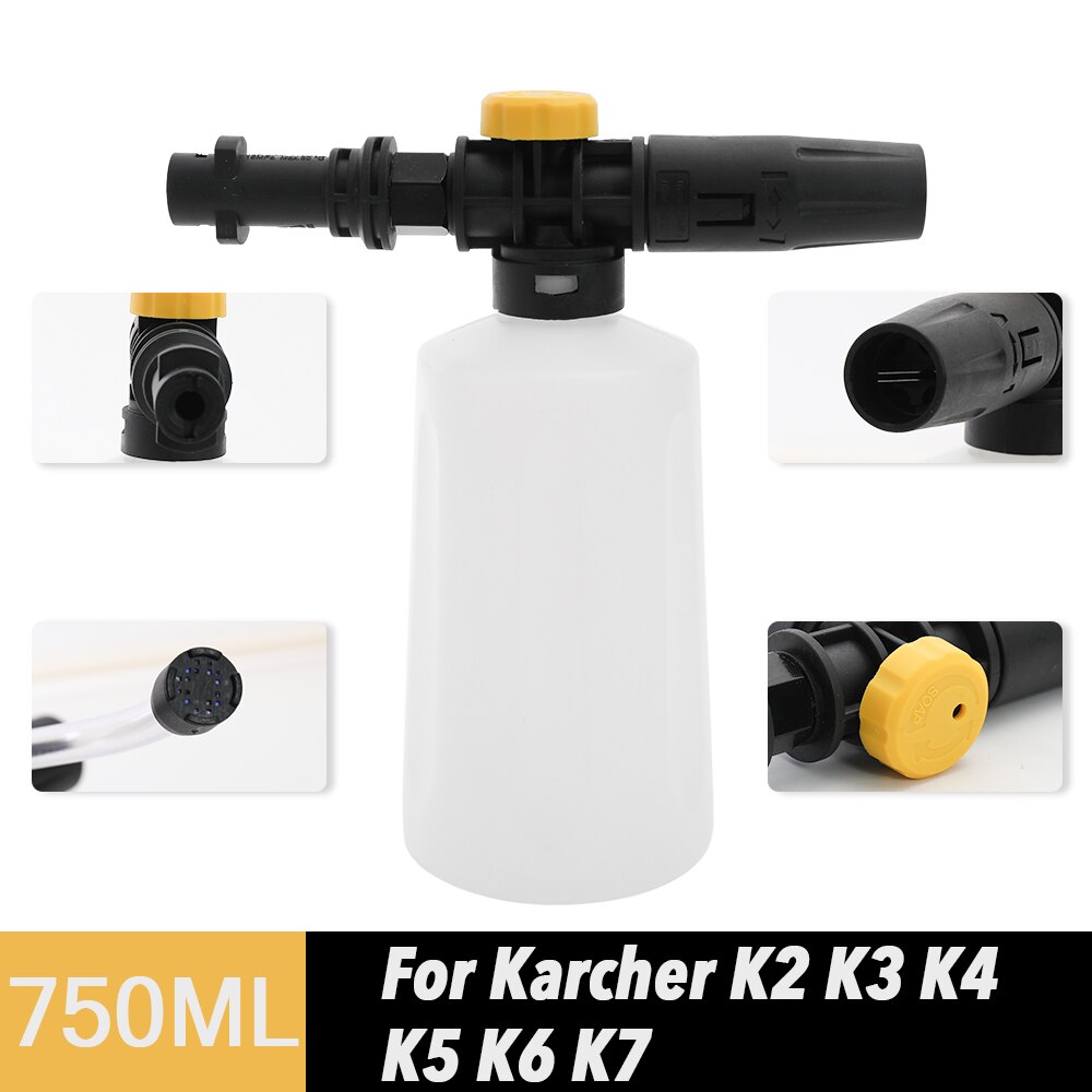 750ML high Pressure Car Washer Snow Foam Lance Water Gun For Karcher K2-K7 Soap Foam Generator With Adjustable Sprayer Nozzle