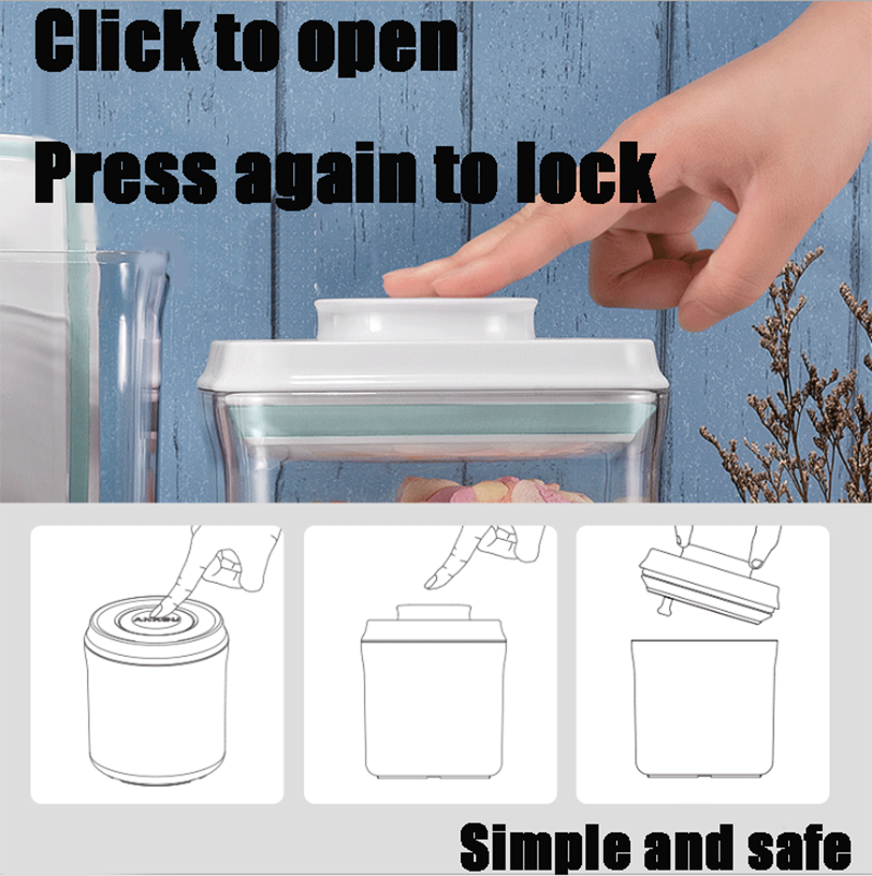 Airtight Food Storage Containers with One Key Press to Seal Lids Contains 3 Styles and 14 Sizes for Kitchen Pantry Organization