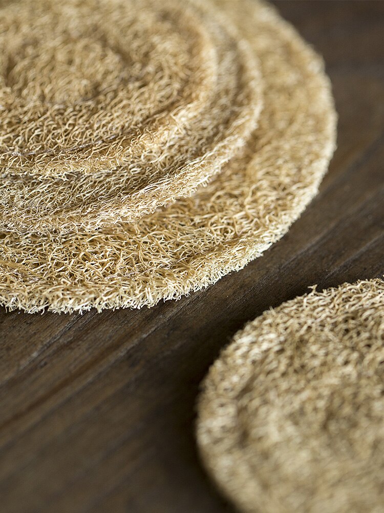 Japanse Absorberende Loofah Spons Pot Coaster Paars Zand Pot Kung Fu Theeceremonie Thee Set Accessoires Rotan Pot Dienblad Thee mat