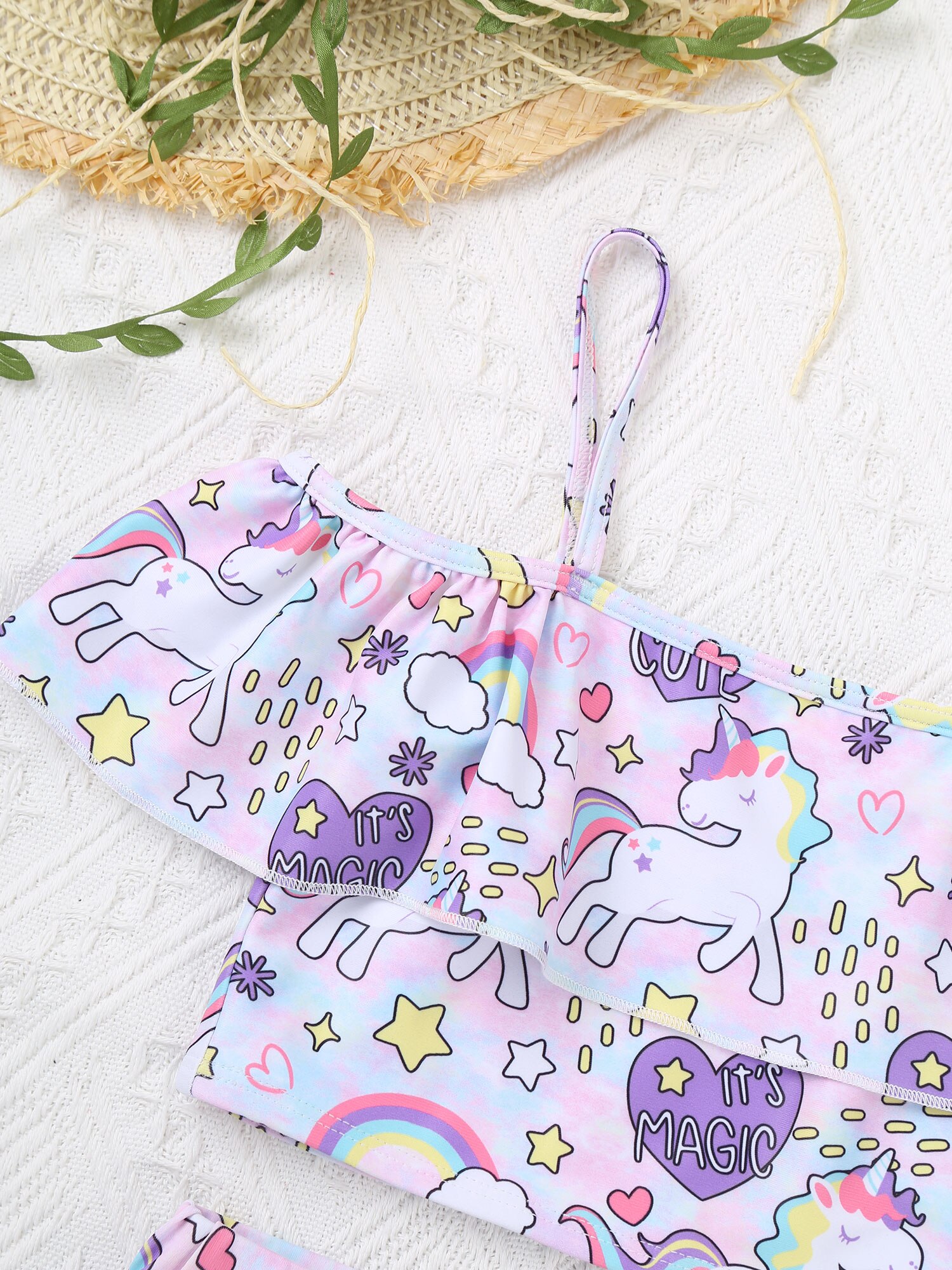 Kids Girls Cartoon Printed Swimsuits Swimwear Bathing Suit 2 Pieces Bikini Sets Kids Swimsuit Children Beachwear Baby Clothing