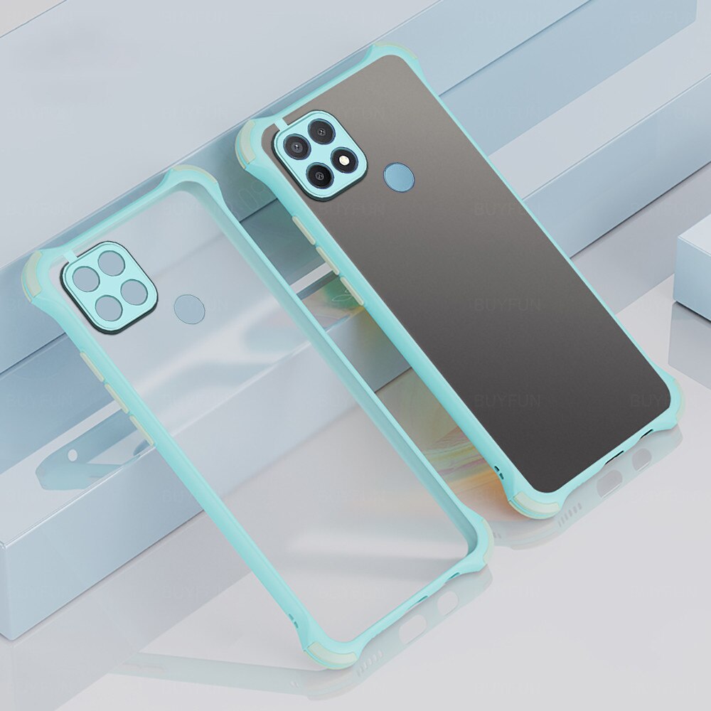 tpu bumper hard pc matte back cover for oppo a15 a15s a 15 s 15s 6.5‘’ case airbag armor shockproof protective coque funda: for OPPO A15S 2020 / light blue