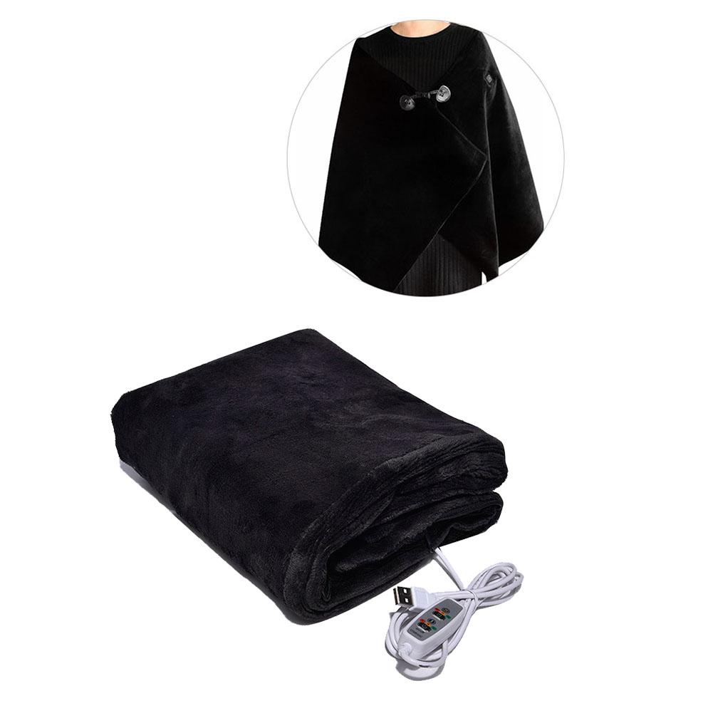 160*60CM USB Heated Shawl Wrap 3 Heat Setting Detachable Heating Pad Throw Blanket for Office Sofa Lounge