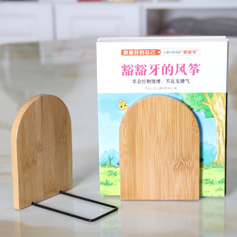 Desktop Storage Simple Bamboo Book Stand Office Tidying Up Student Desk Bookend Clip Shelf Suitable For Bedroom Study