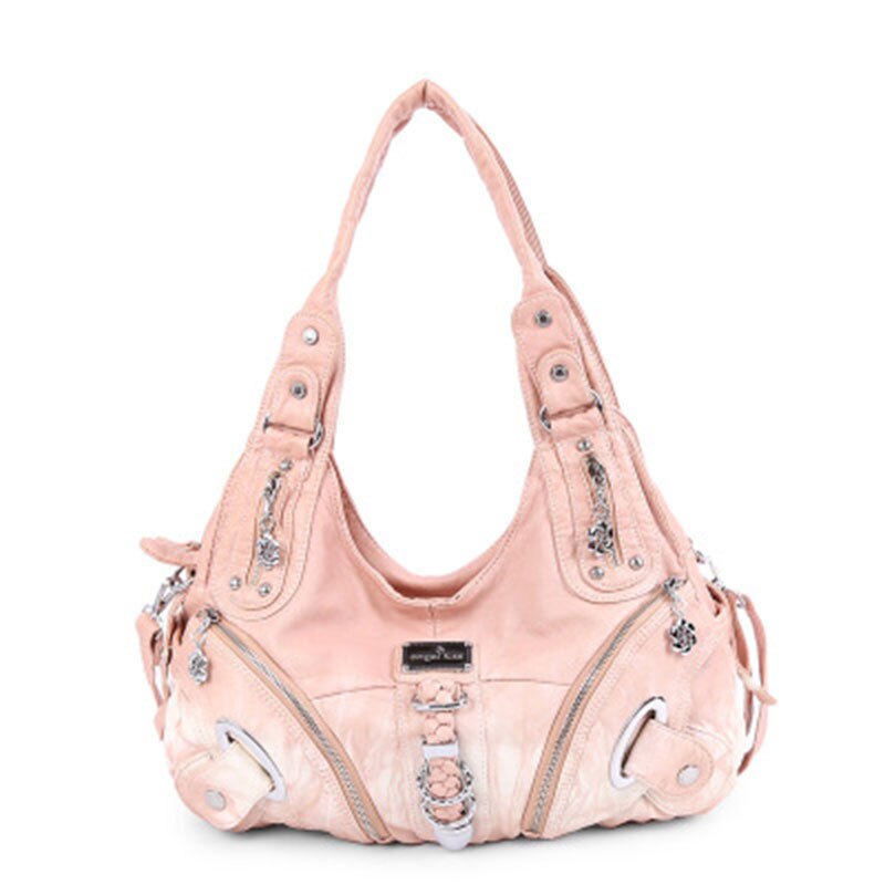 HENGSHENG crossbody bags for women shoulder bag lady handbags retro Dumpling bags pu Tie dyeing purse: pink