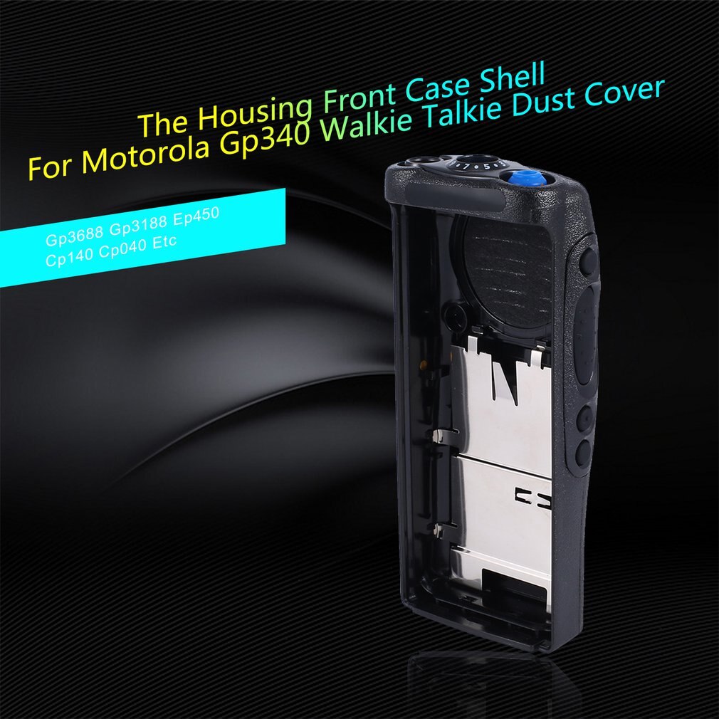 The Housing Front Case Shell For Motorola Gp340 Walkie Talkie With 2 Knobs Speaker Lock Labels Plate Dust Cover