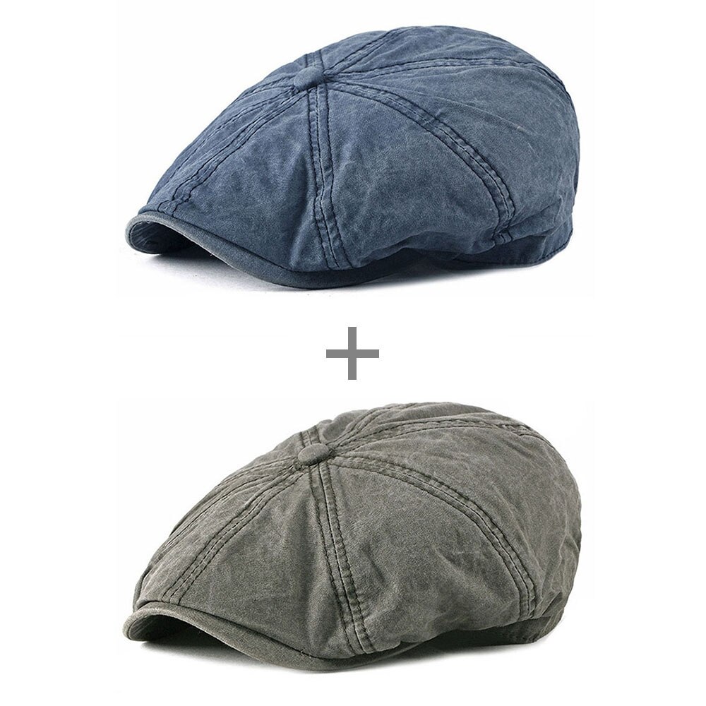 [AETRENDS] de Denim de algodón octogonal sombreros para hombres de Ivy Gatsby taxista conducción sombrero gorra Z-6833: Blue and Army Green