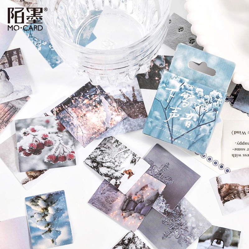 Pegatinas de copos de nieve de invierno Kawaii, adhesivos para portátil, pegatinas decorativas de paisaje para planificador diario, colección de recortes